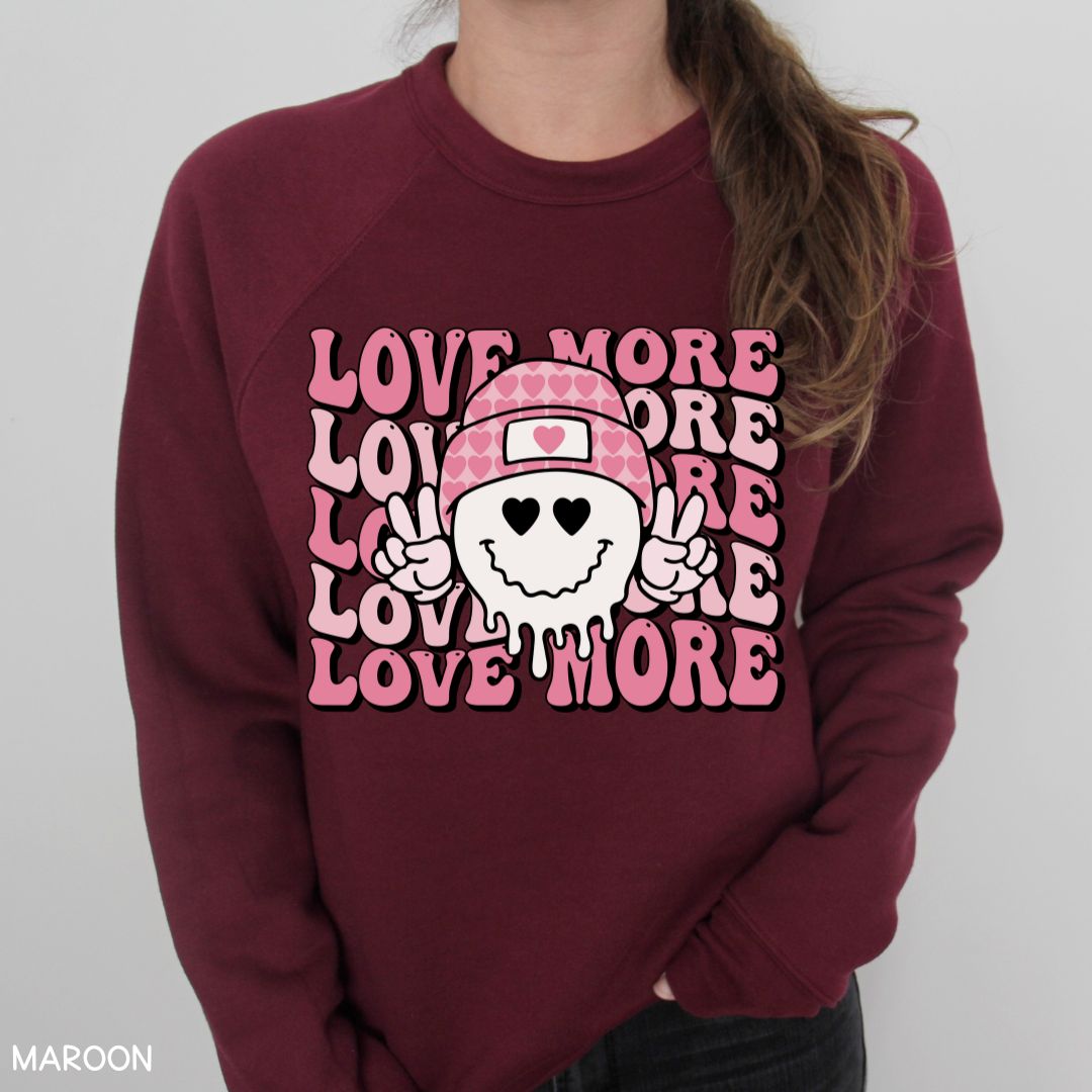 Valentines - Love More Smiley - Adult Unisex Sweatshirt