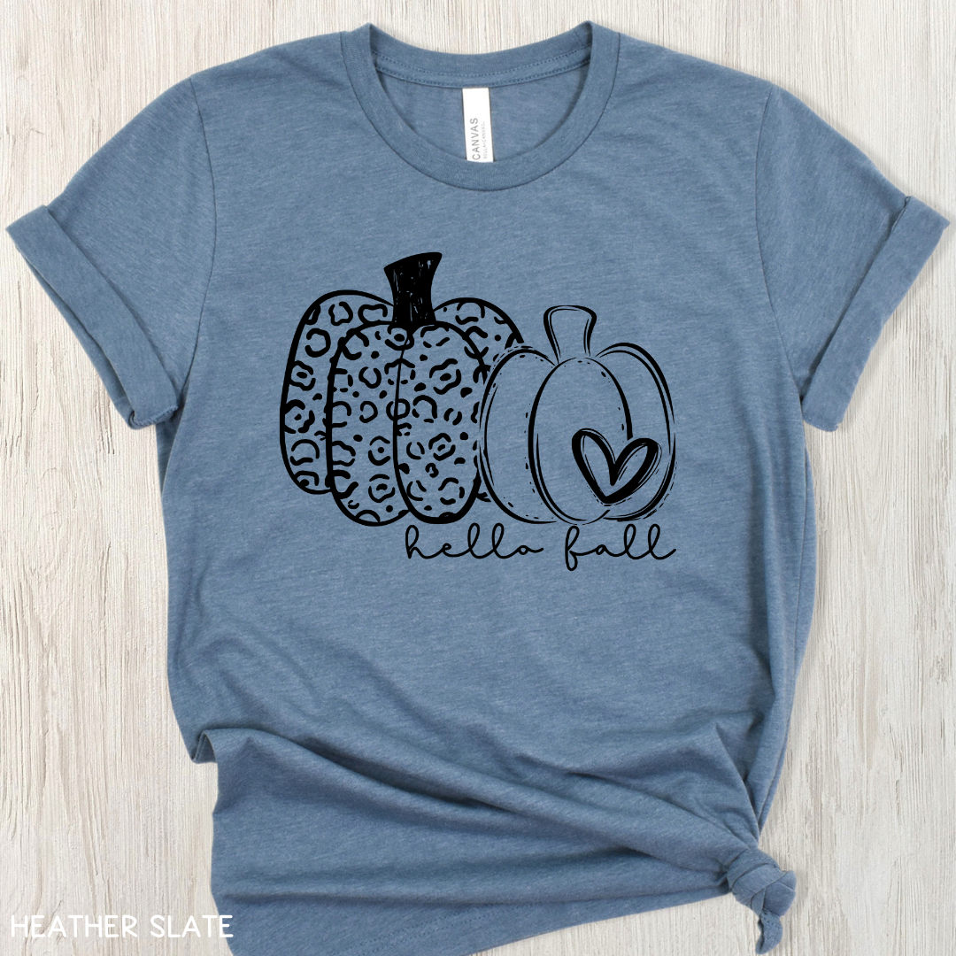 Fall - Adult Tee - Hello Fall Pumpkins