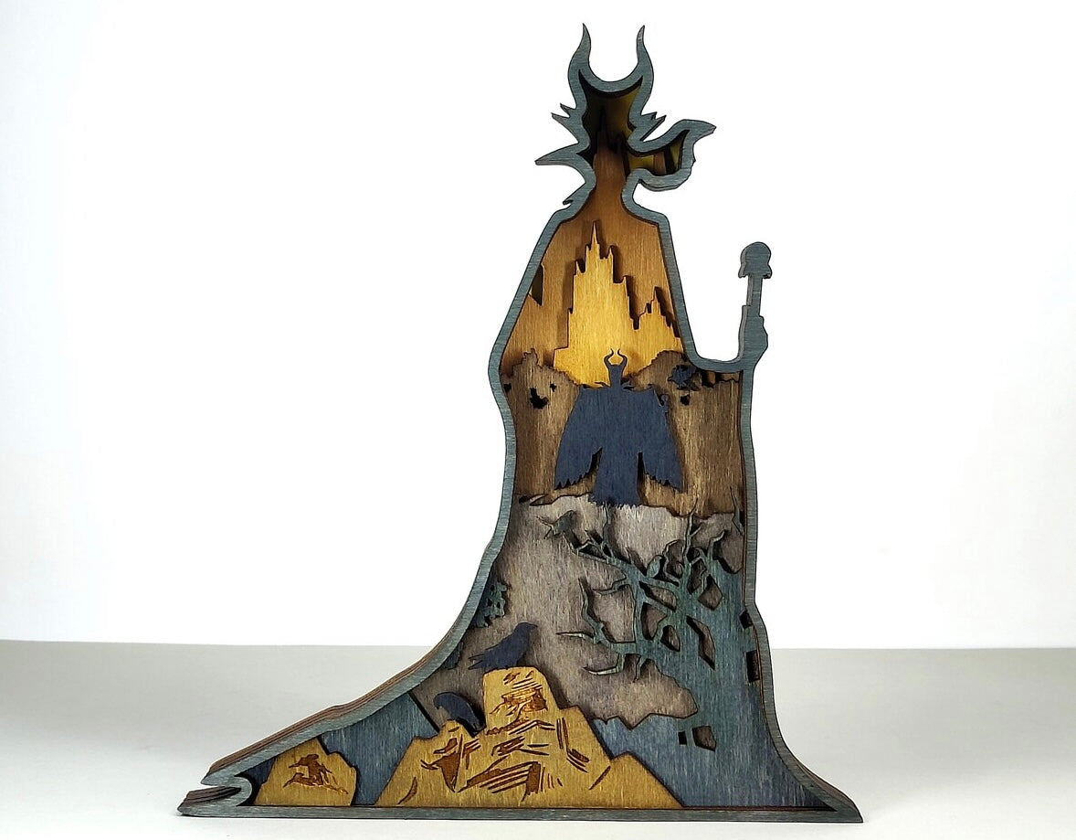 Custom wood layered mandala Maleficent