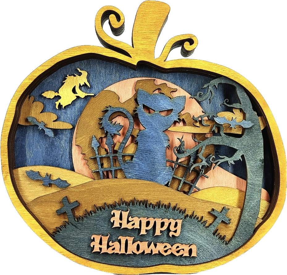 Custom wood layered mandala Halloween Pumpkin