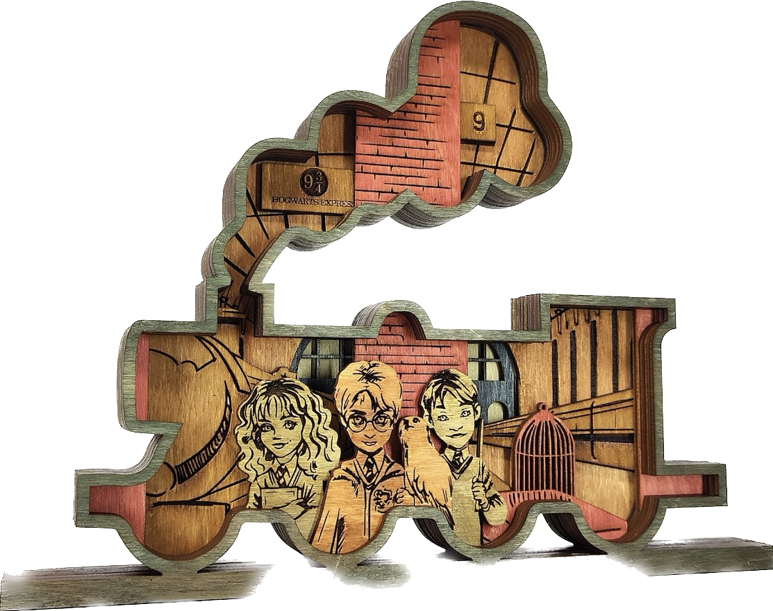 Custom wood layered mandala Wizard Train
