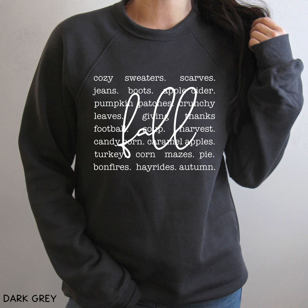 Fall - Fall Words - Unisex Crewneck Sweatshirt (No Hood)