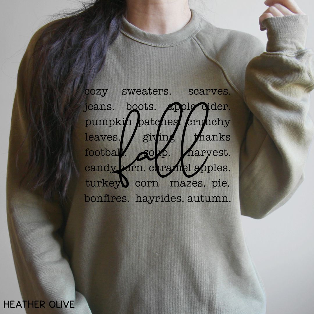 Fall - Fall Words - Unisex Crewneck Sweatshirt (No Hood)