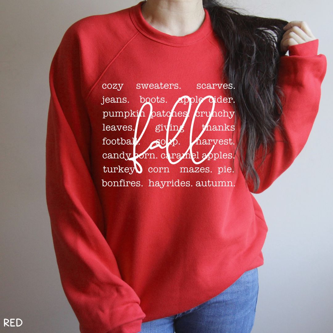 Fall - Fall Words - Unisex Crewneck Sweatshirt (No Hood)