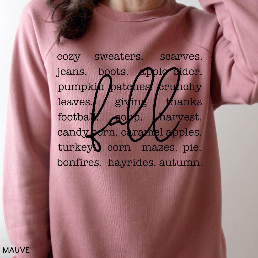 Fall - Fall Words - Unisex Crewneck Sweatshirt (No Hood)