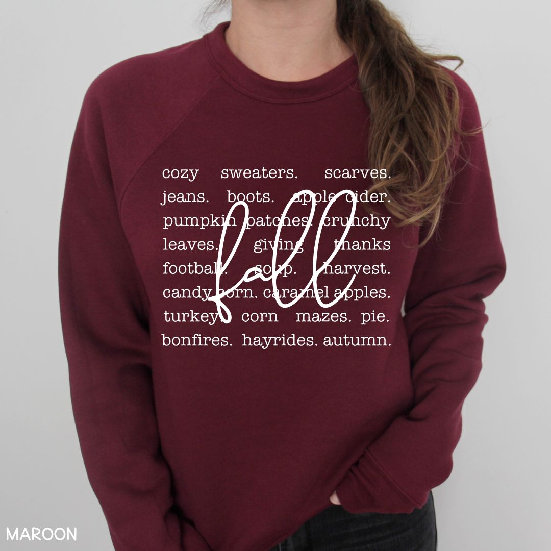 Fall - Fall Words - Unisex Crewneck Sweatshirt (No Hood)