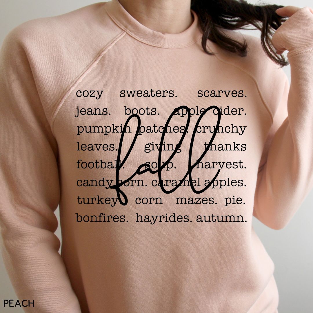 Fall - Fall Words - Unisex Crewneck Sweatshirt (No Hood)