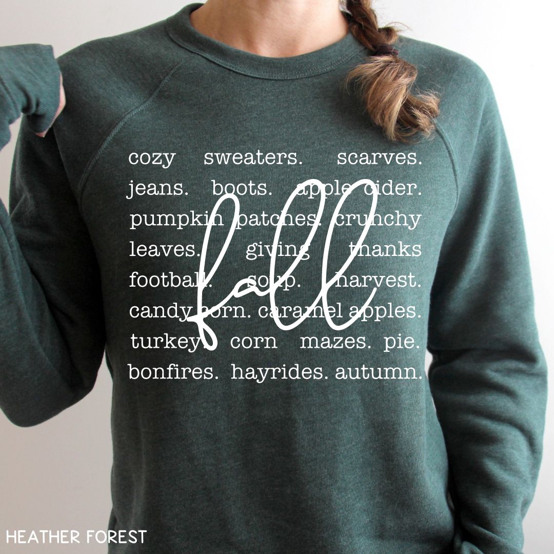 Fall - Fall Words - Unisex Crewneck Sweatshirt (No Hood)