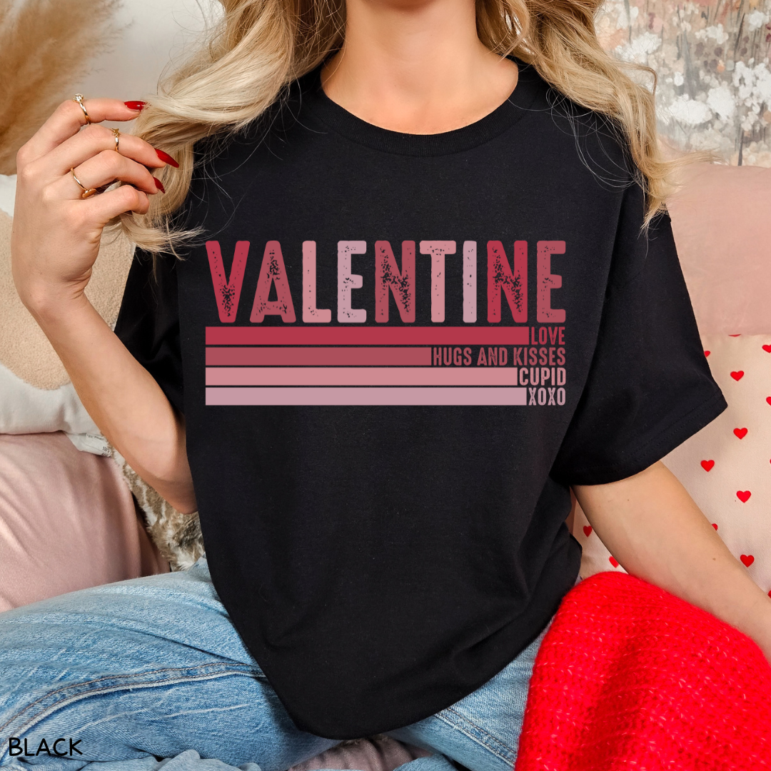 Valentines - Love Hugs Kisses Cupid XOXO - Unisex Adult Tee