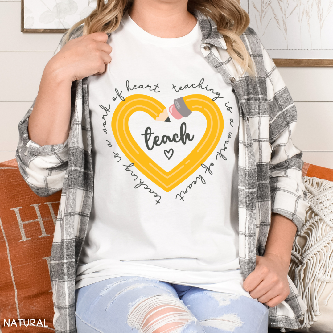 Teacher - Adult Tee - Teacher Pencil Heart