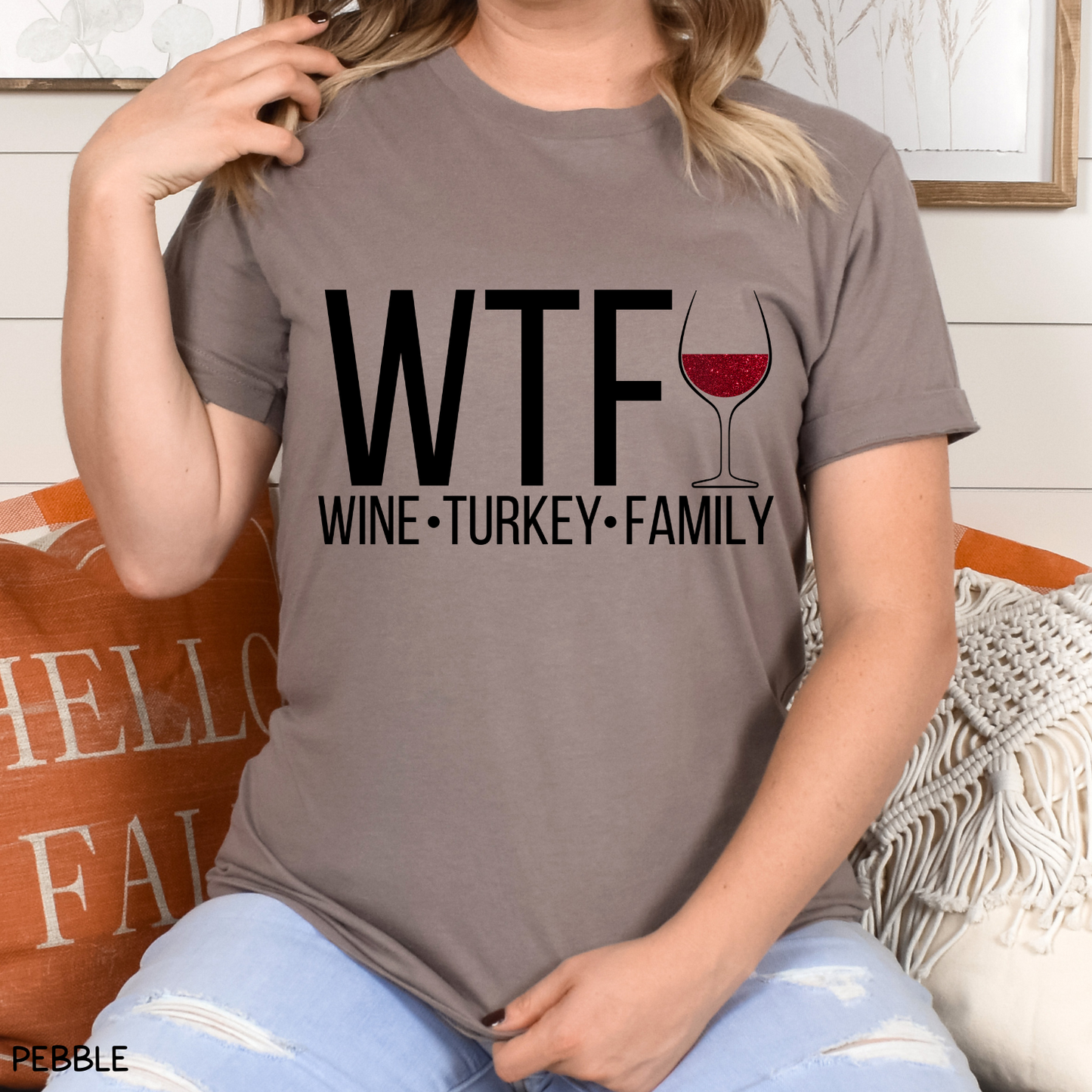 Thanksgiving - Unisex Adult Tee - WTF Wine Turkey Family