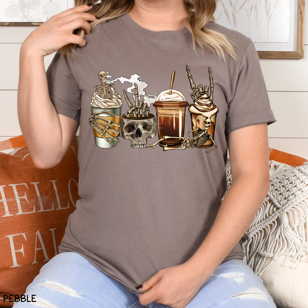 Halloween - Skeleton Lattes - Adult Unisex Tee