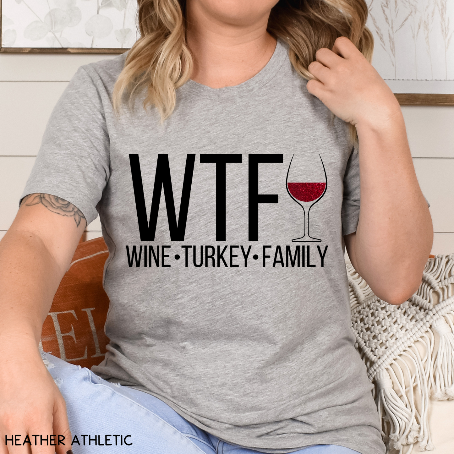 Thanksgiving - Unisex Adult Tee - WTF Wine Turkey Family