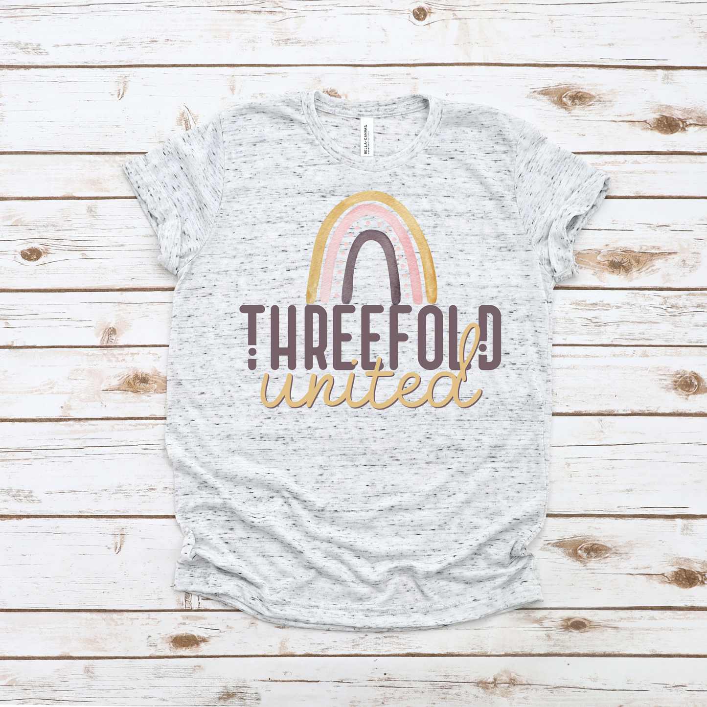 Threefold United - Unisex Adult Tee - Rainbow 1 Logo