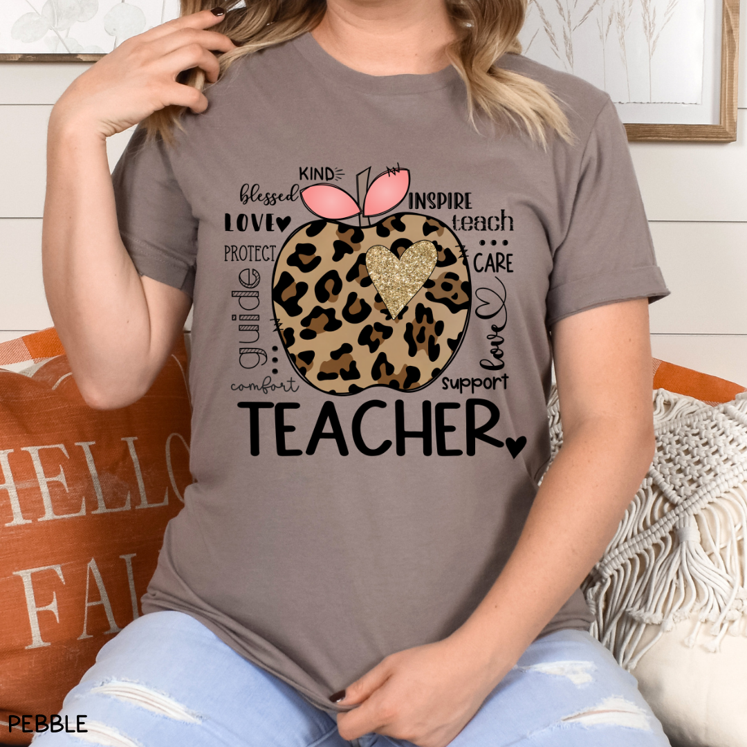 Teacher - Adult Tee - Leopard Apple