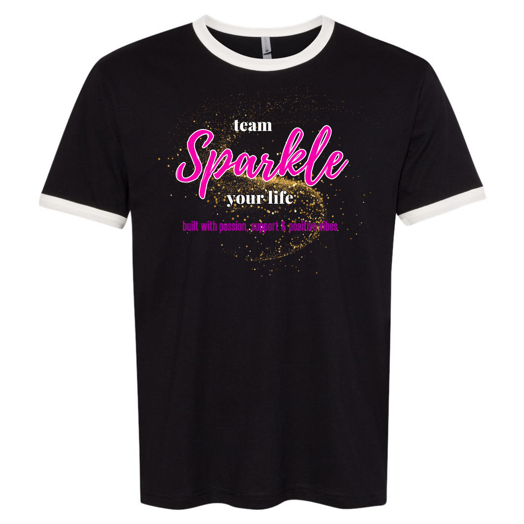 Team Sparkle Your Life - Gold Logo - Unisex Adult Ringer Tee