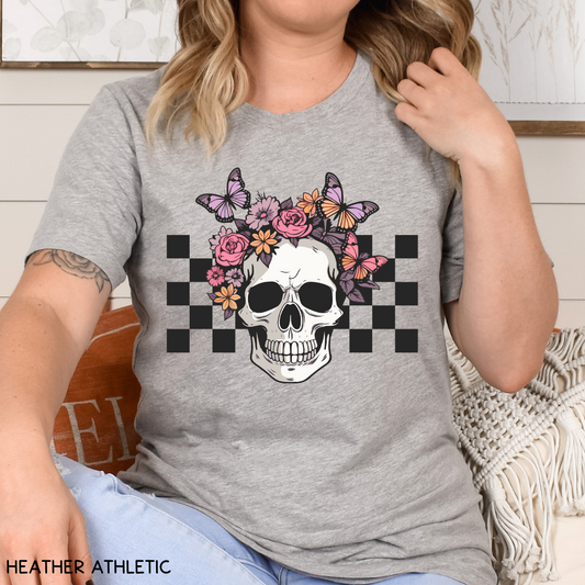 Halloween - Adult Tee - Checkerboard Skull