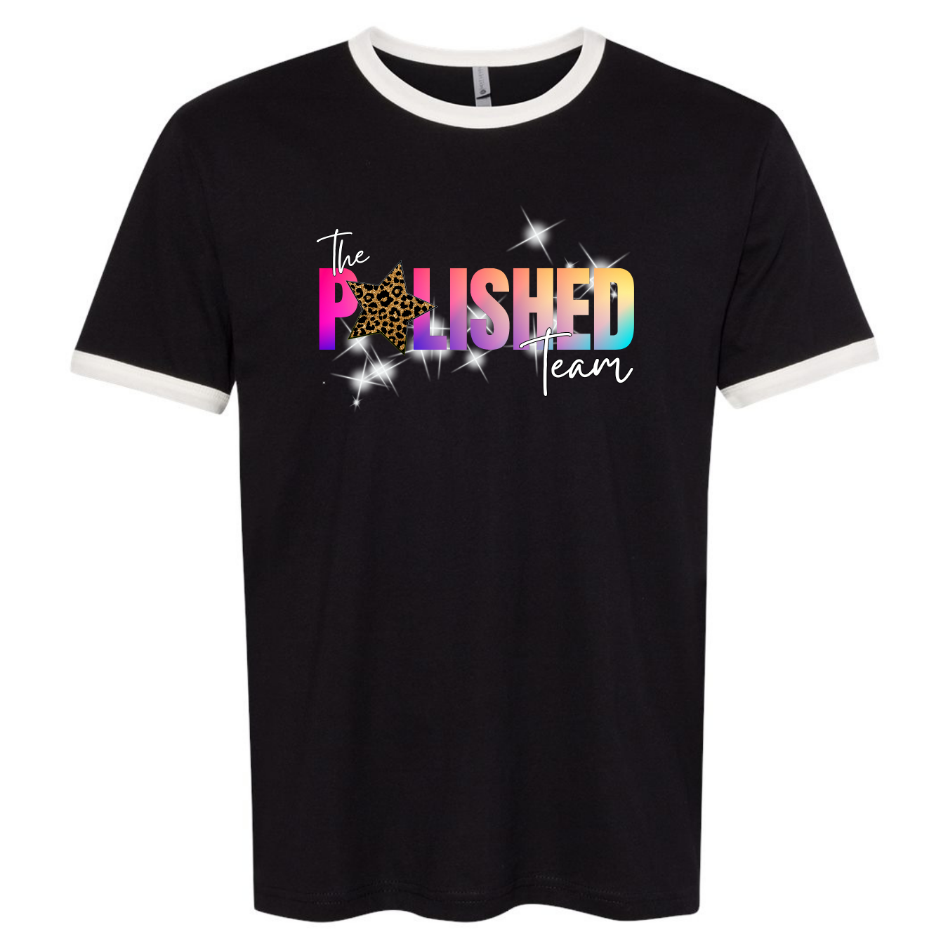 The Polished Team - Unisex Adult Ringer Tee - Sparkle Logo