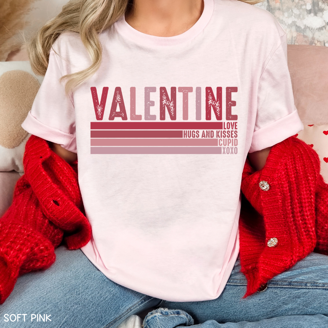 Valentines - Love Hugs Kisses Cupid XOXO - Unisex Adult Tee