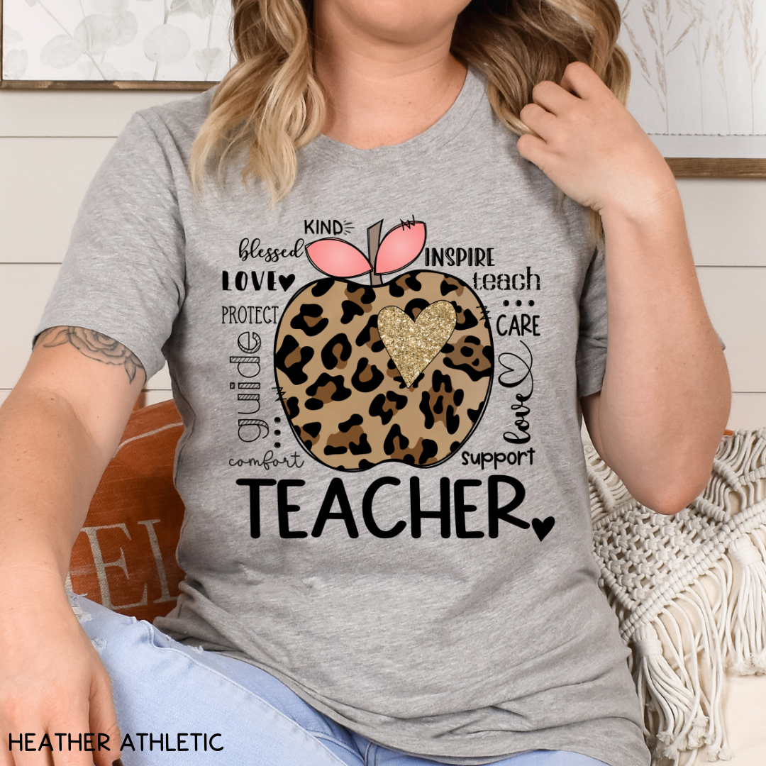 Teacher - Adult Tee - Leopard Apple