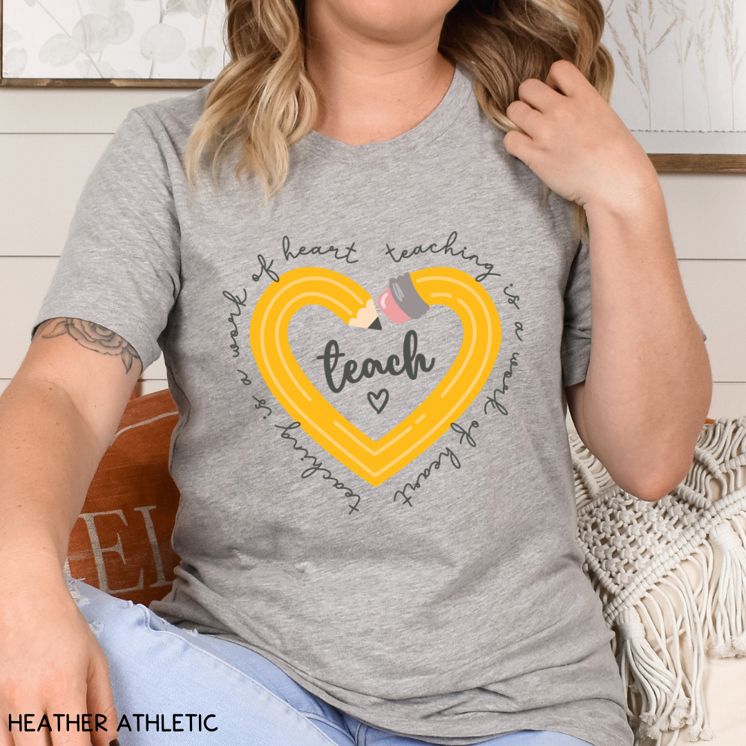 Teacher - Adult Tee - Teacher Pencil Heart