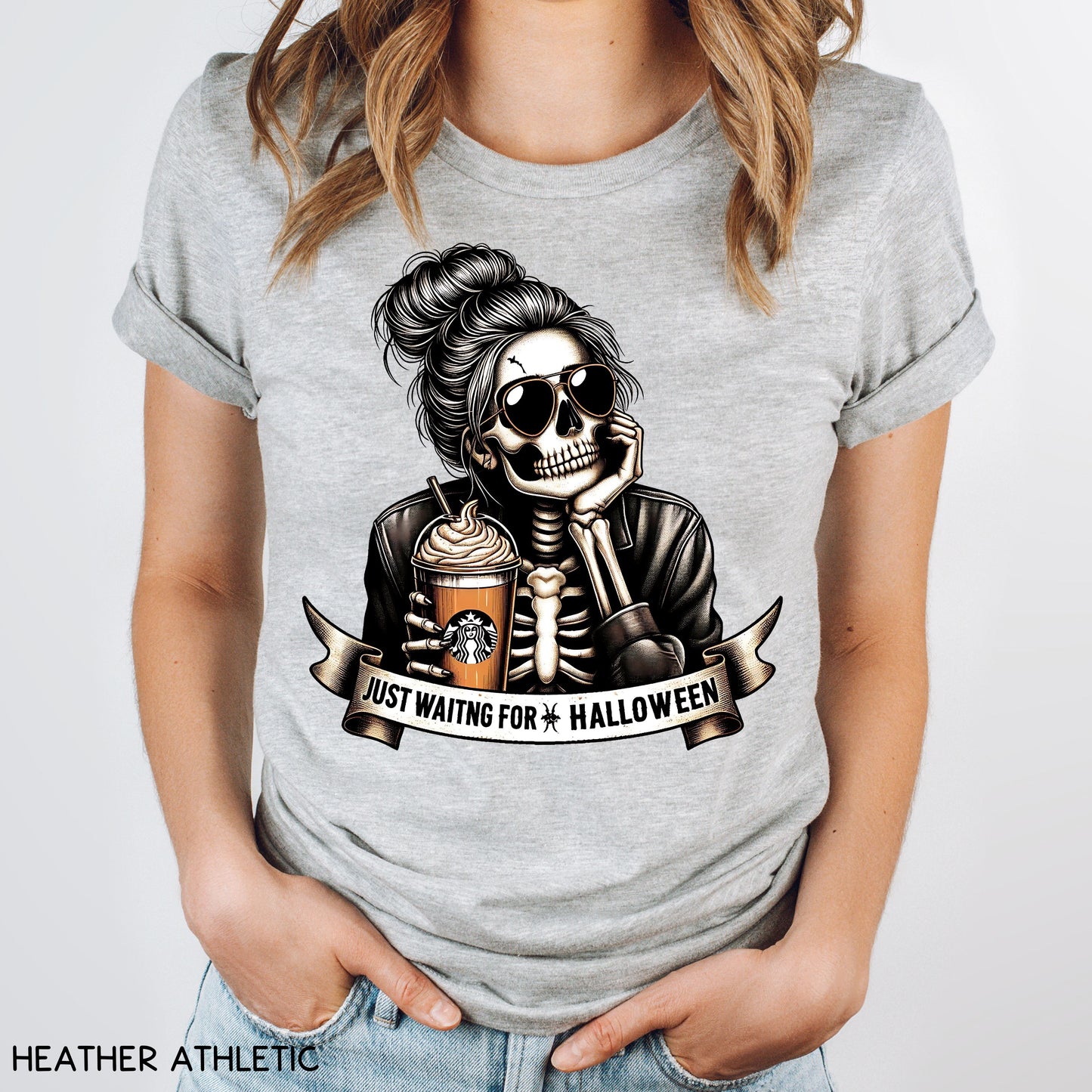 Fall - Just Waiting For Halloween Mom Bun - Unisex Adult Tee