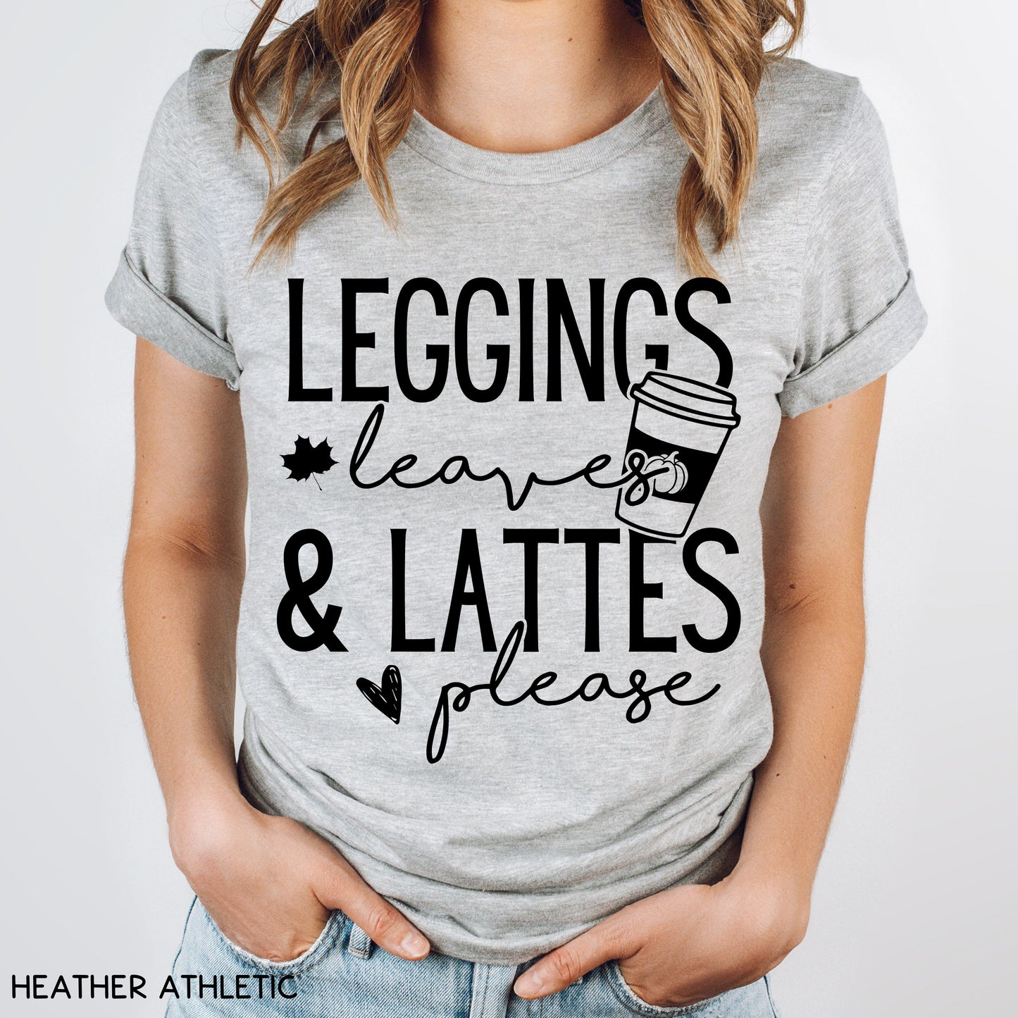 Fall - Leggings Leaves Lattes - Unisex Adult Tee