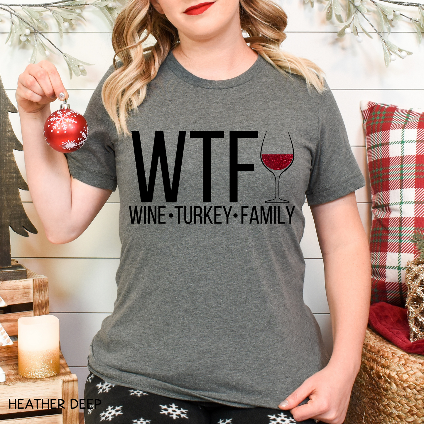 Thanksgiving - Unisex Adult Tee - WTF Wine Turkey Family