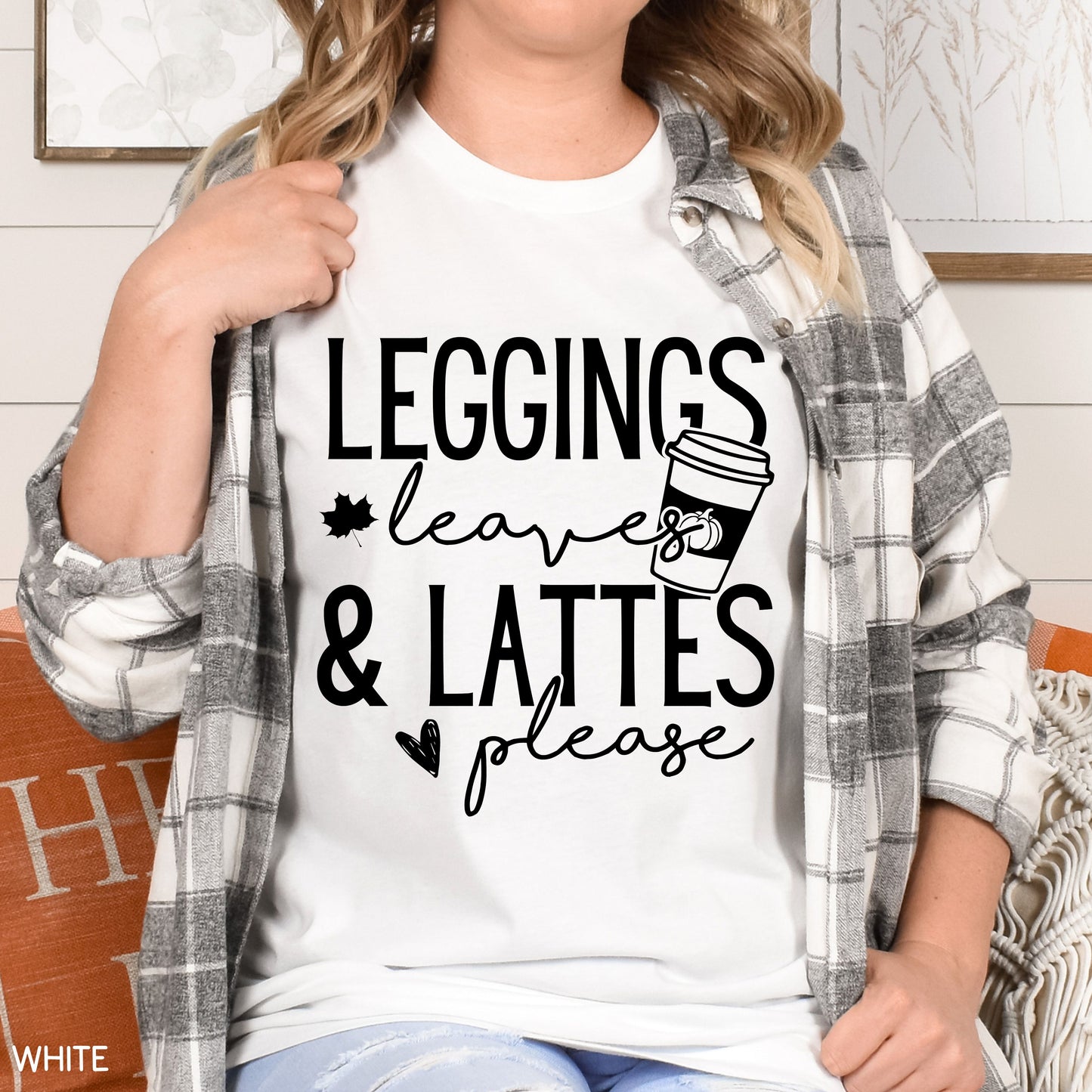 Fall - Leggings Leaves Lattes - Unisex Adult Tee