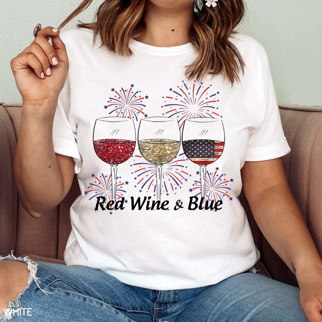 America - Red Wine & Blue - Unisex Adult Tee