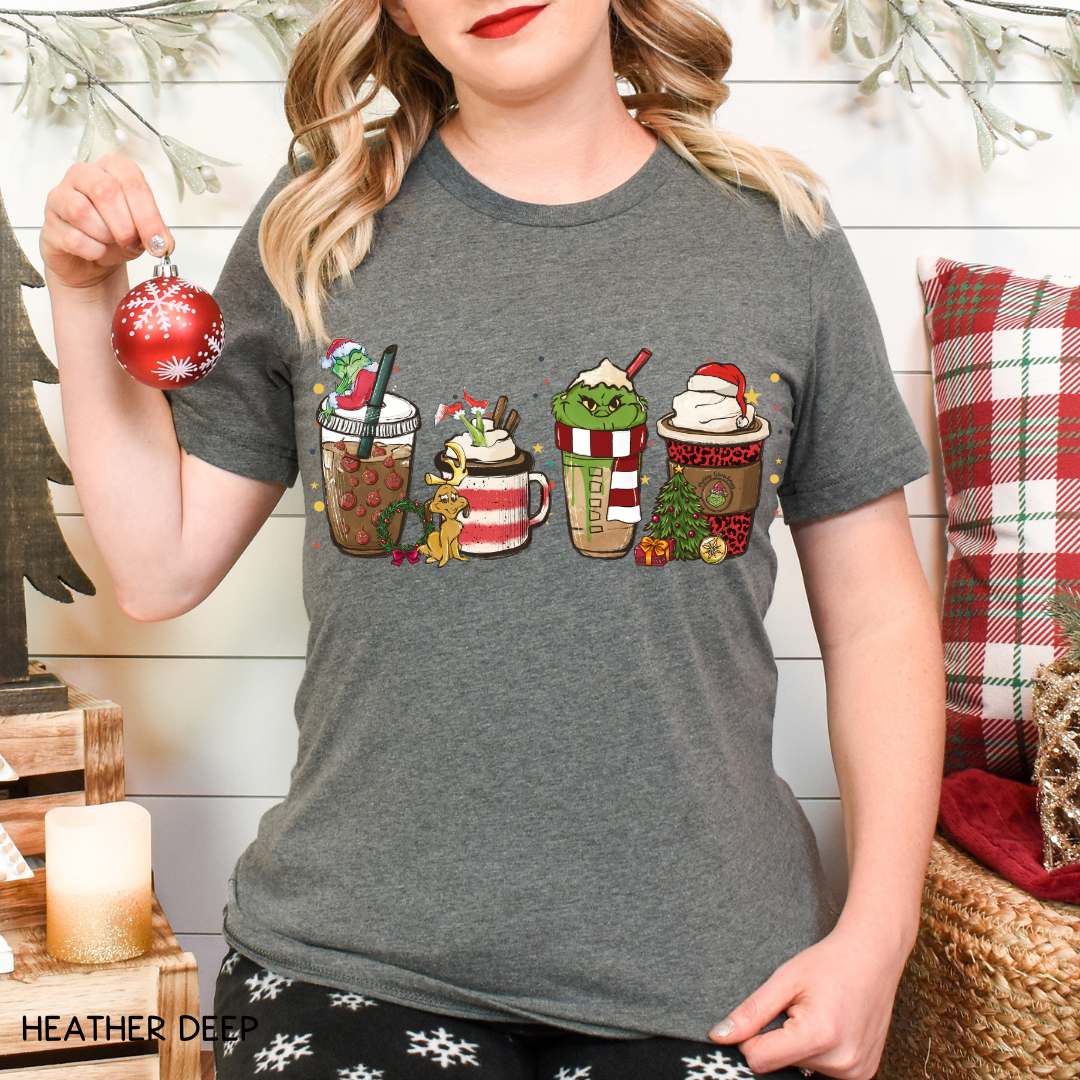 Christmas - Grinch Lattes - Unisex Adult Tee