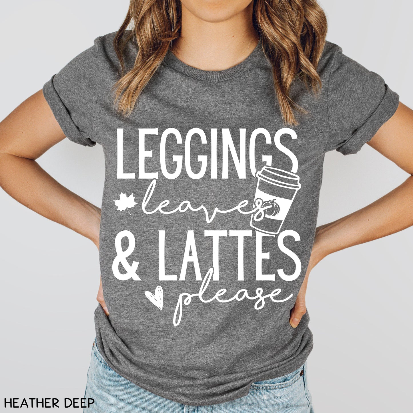 Fall - Leggings Leaves Lattes - Unisex Adult Tee