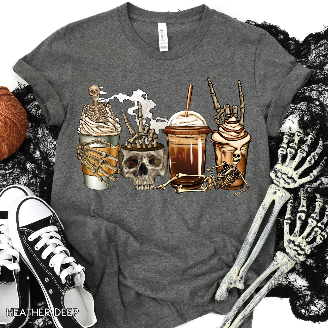 Halloween - Skeleton Lattes - Adult Unisex Tee