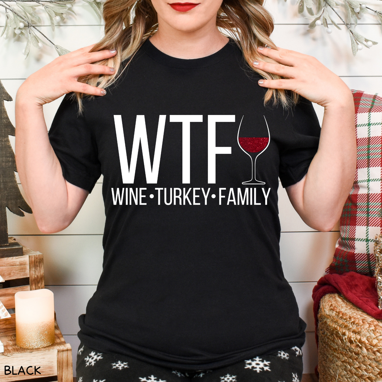 Thanksgiving - Unisex Adult Tee - WTF Wine Turkey Family