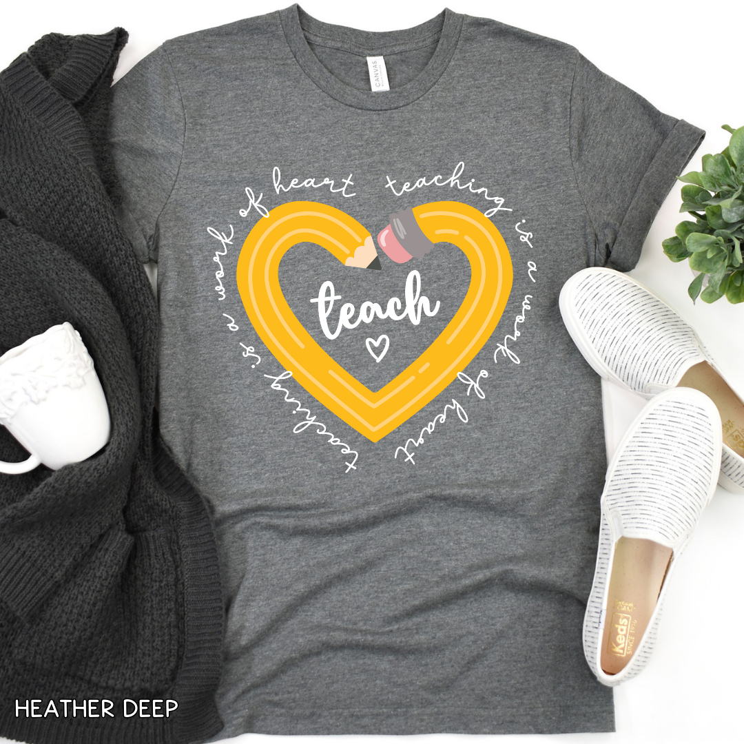 Teacher - Adult Tee - Teacher Pencil Heart