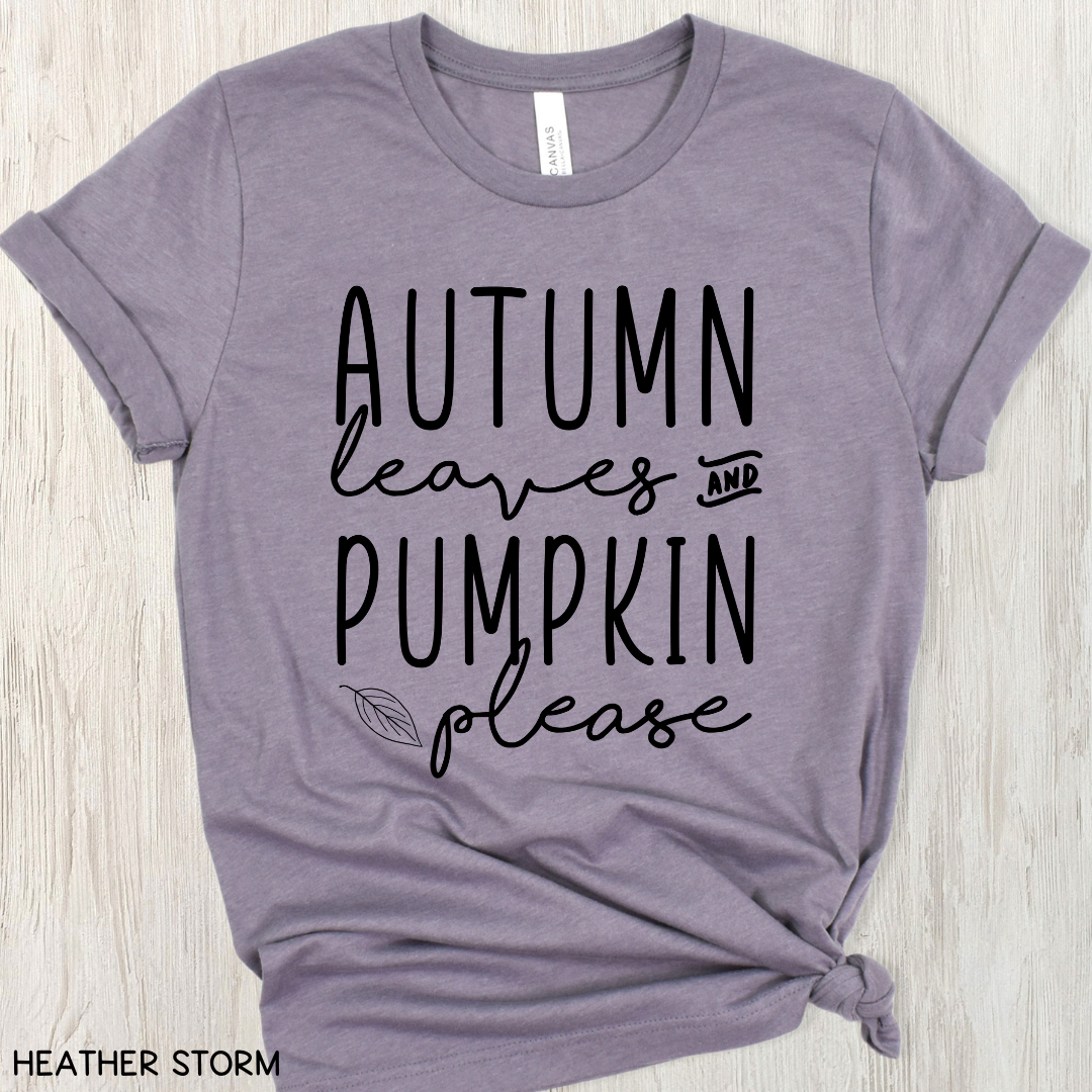 Fall - Adult Tee - Autumn Leaves and Pumpkin Please