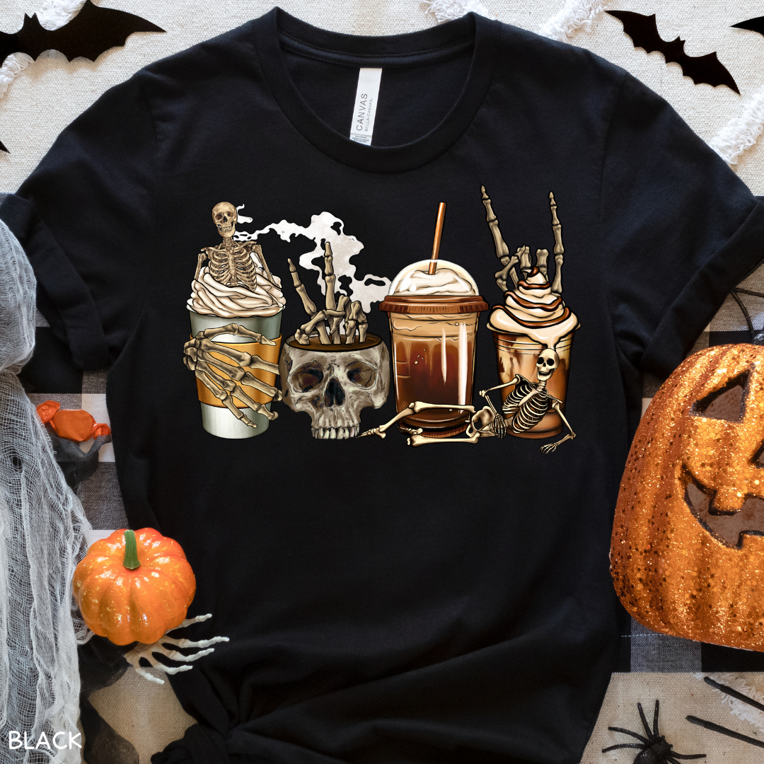 Halloween - Skeleton Lattes - Adult Unisex Tee