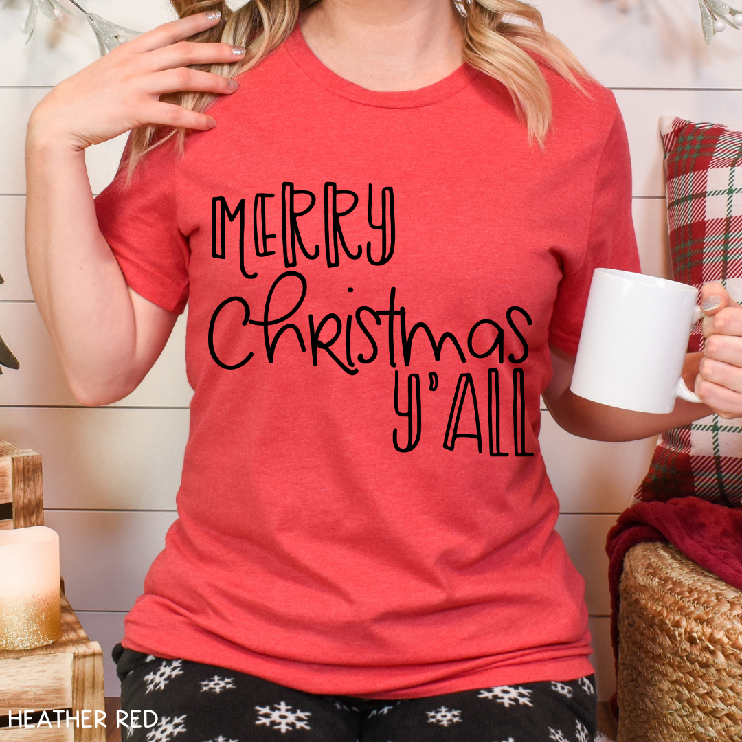 Christmas - Merry Christmas Y'all - Unisex Adult Tee