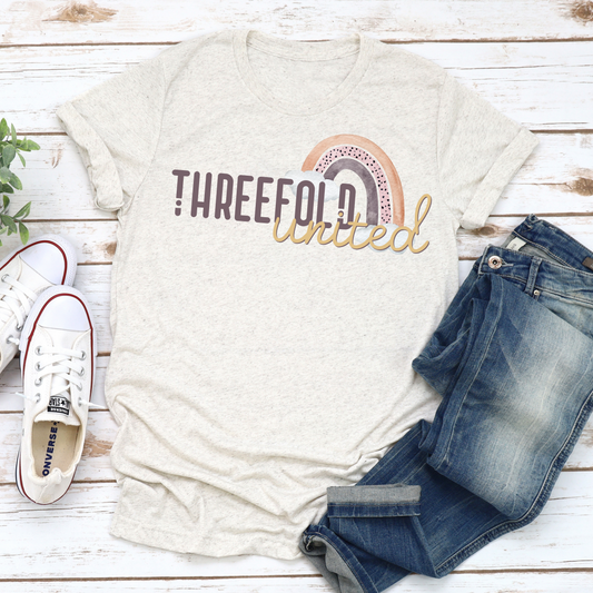 Threefold United - Unisex Adult Tee - Rainbow 2 Logo