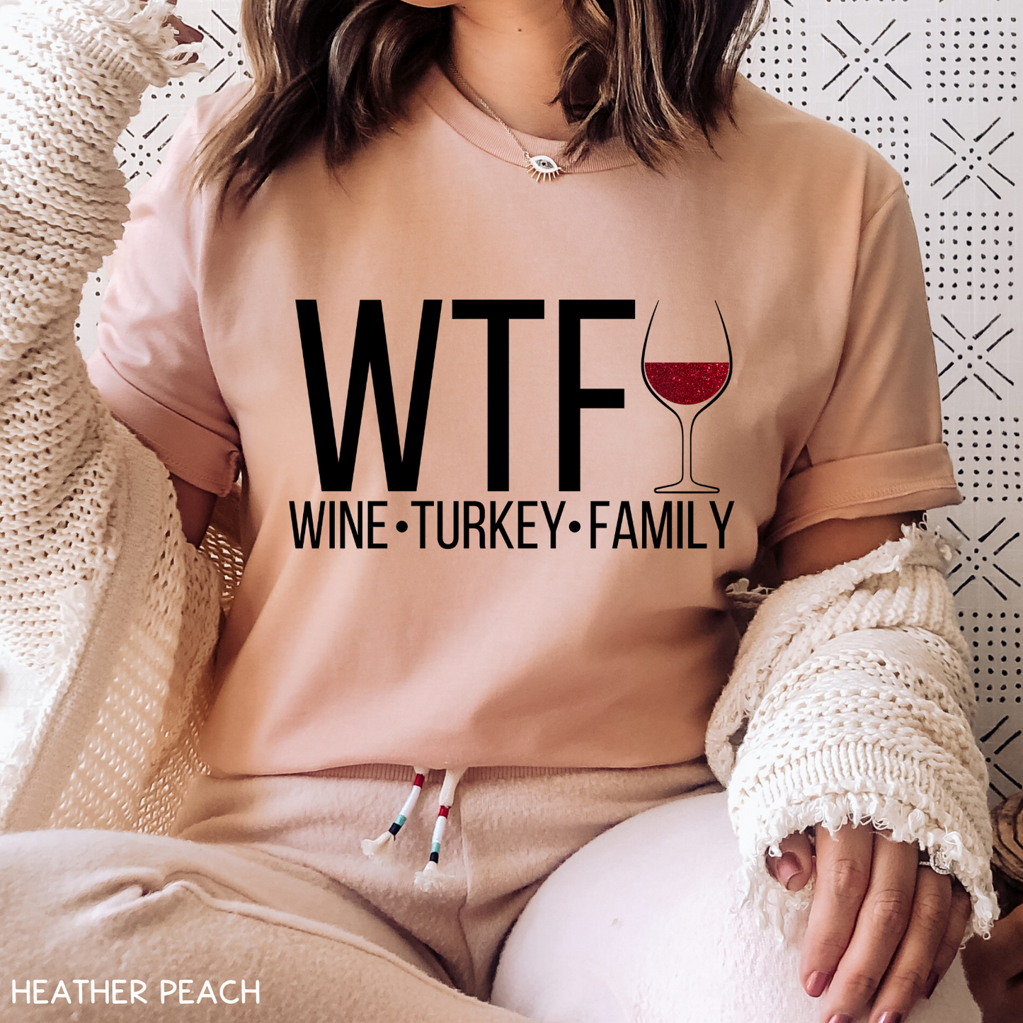 Thanksgiving - Unisex Adult Tee - WTF Wine Turkey Family