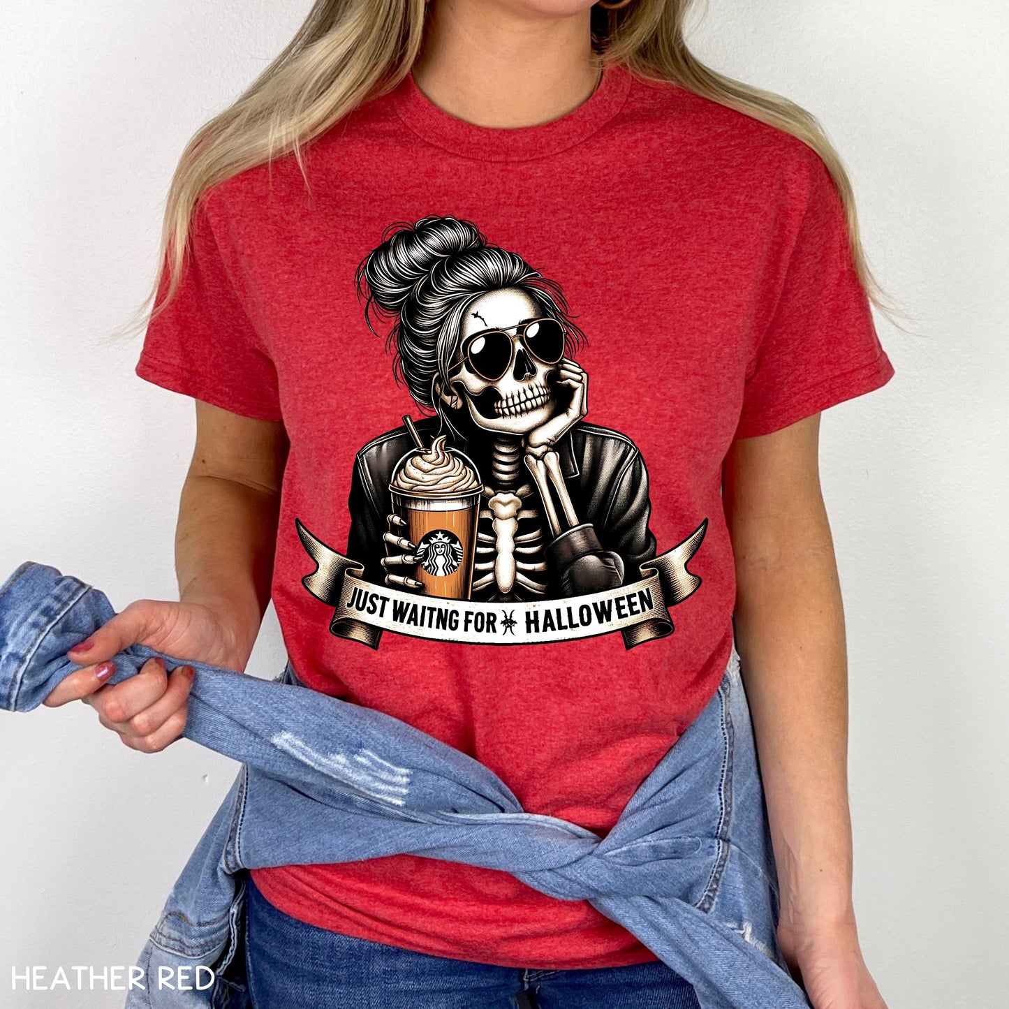 Fall - Just Waiting For Halloween Mom Bun - Unisex Adult Tee