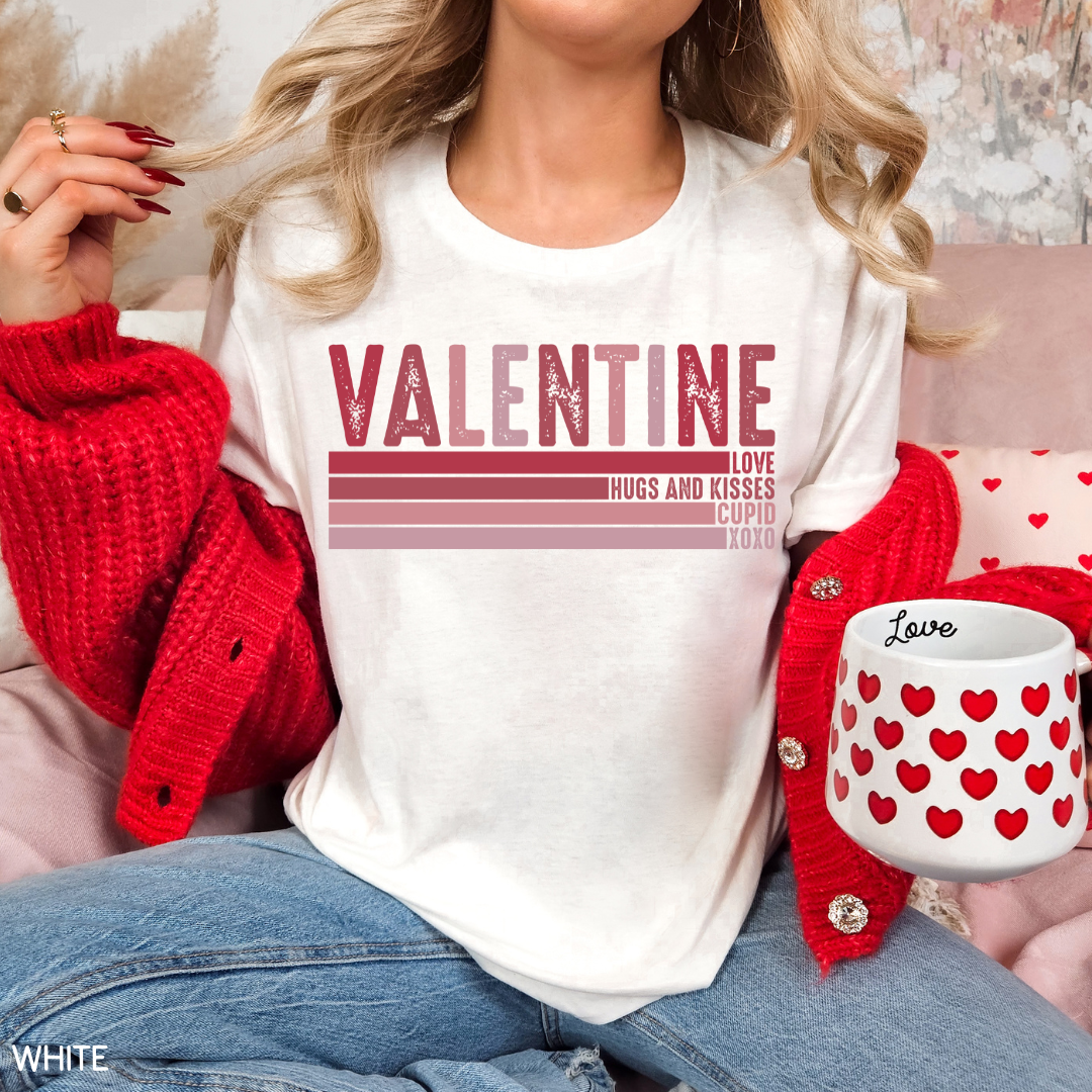 Valentines - Love Hugs Kisses Cupid XOXO - Unisex Adult Tee