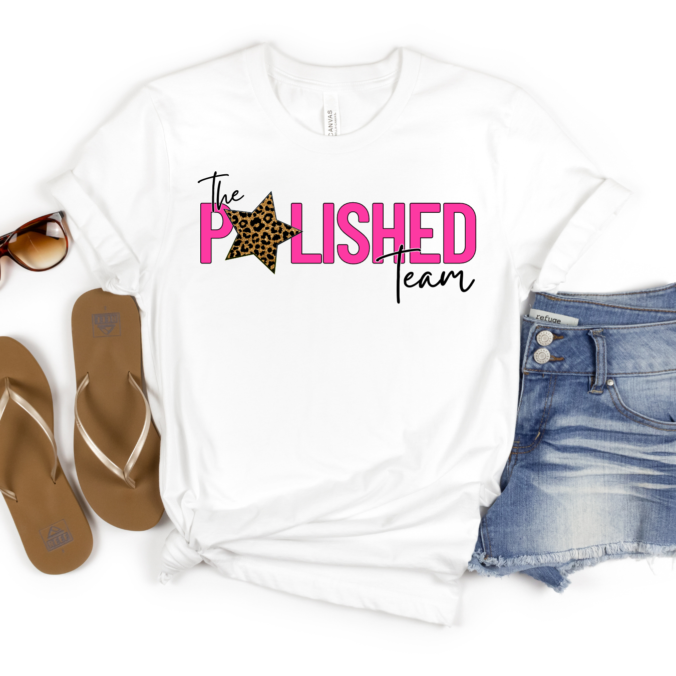 The Polished Team - Unisex Adult Tee - Pink Logo