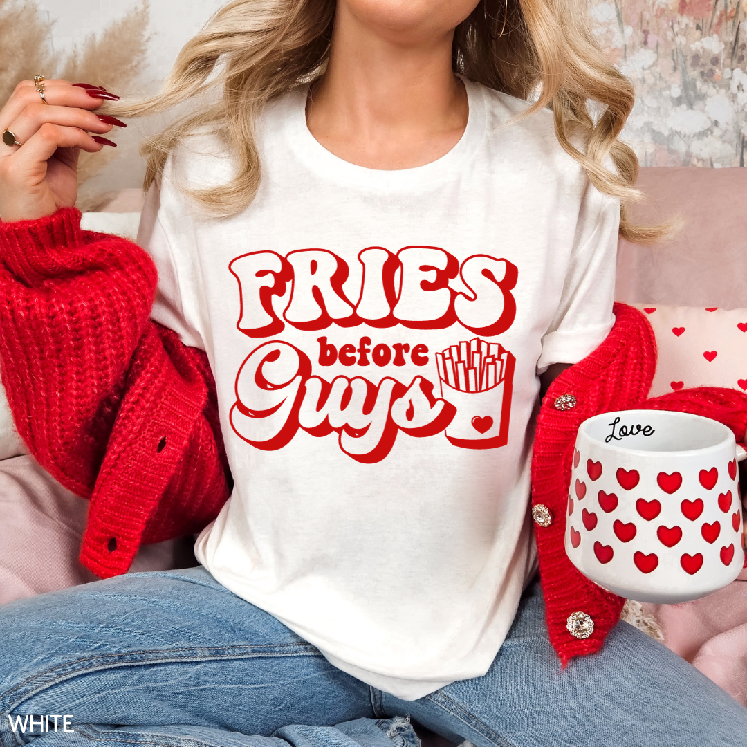 Valentines - Fries Before Guys - Unisex Adult Tee