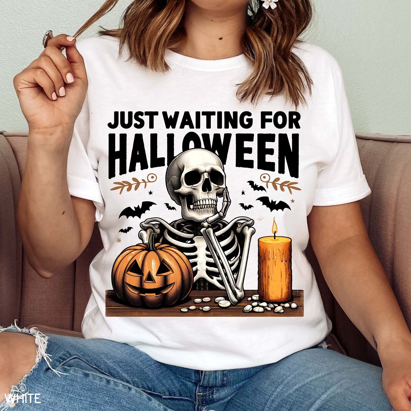 Fall - Just Waiting For Halloween - Unisex Adult Tee