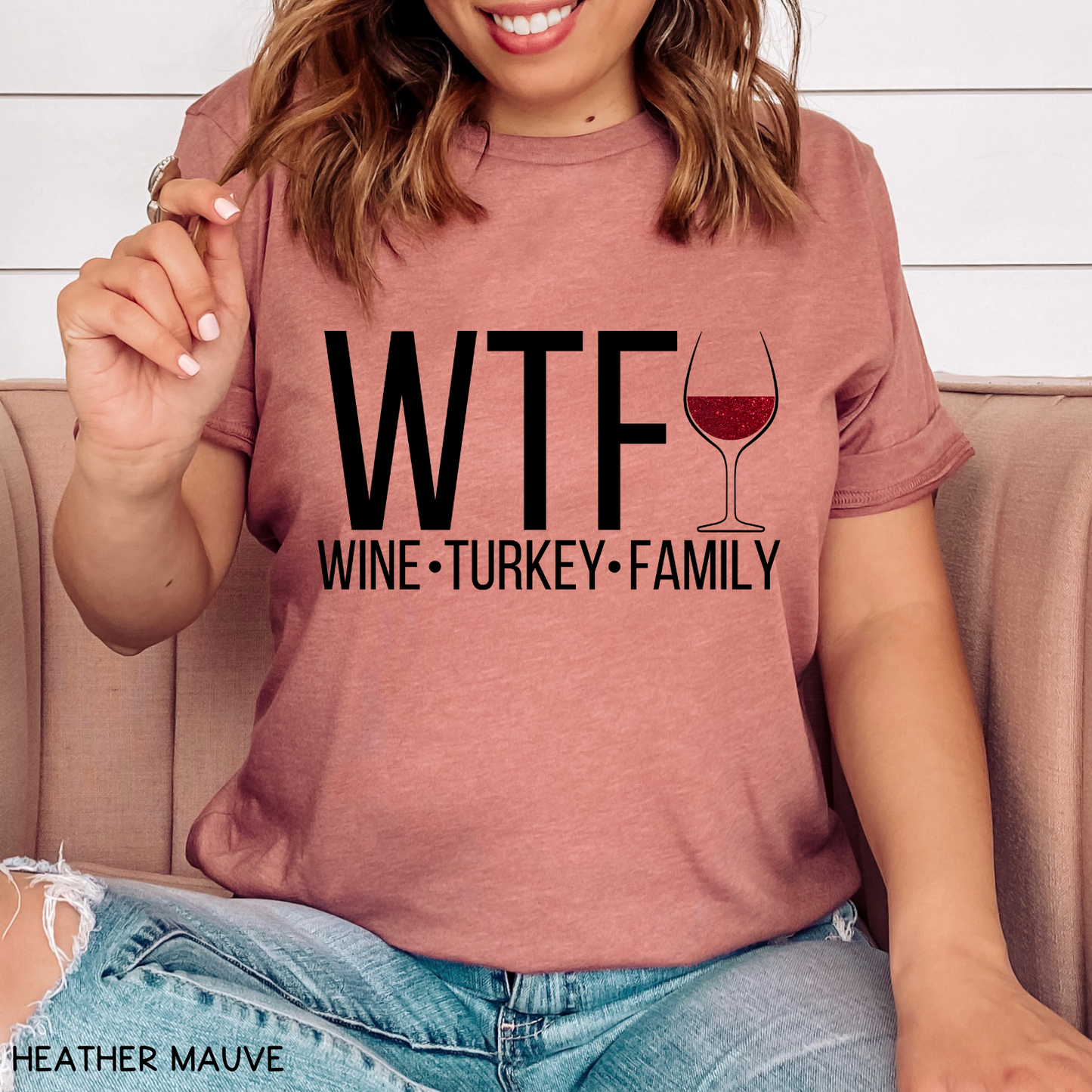 Thanksgiving - Unisex Adult Tee - WTF Wine Turkey Family