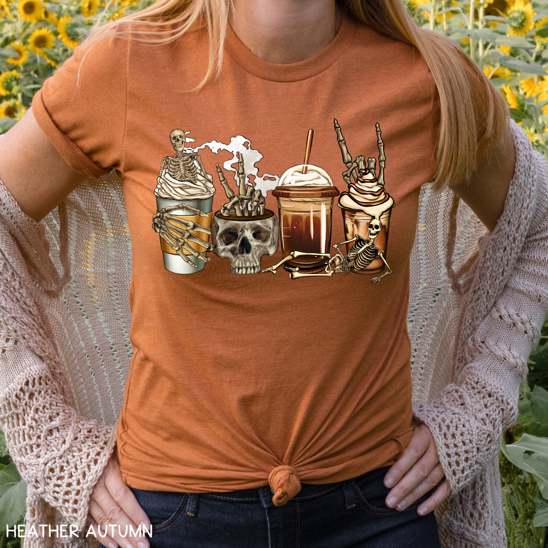 Halloween - Skeleton Lattes - Adult Unisex Tee