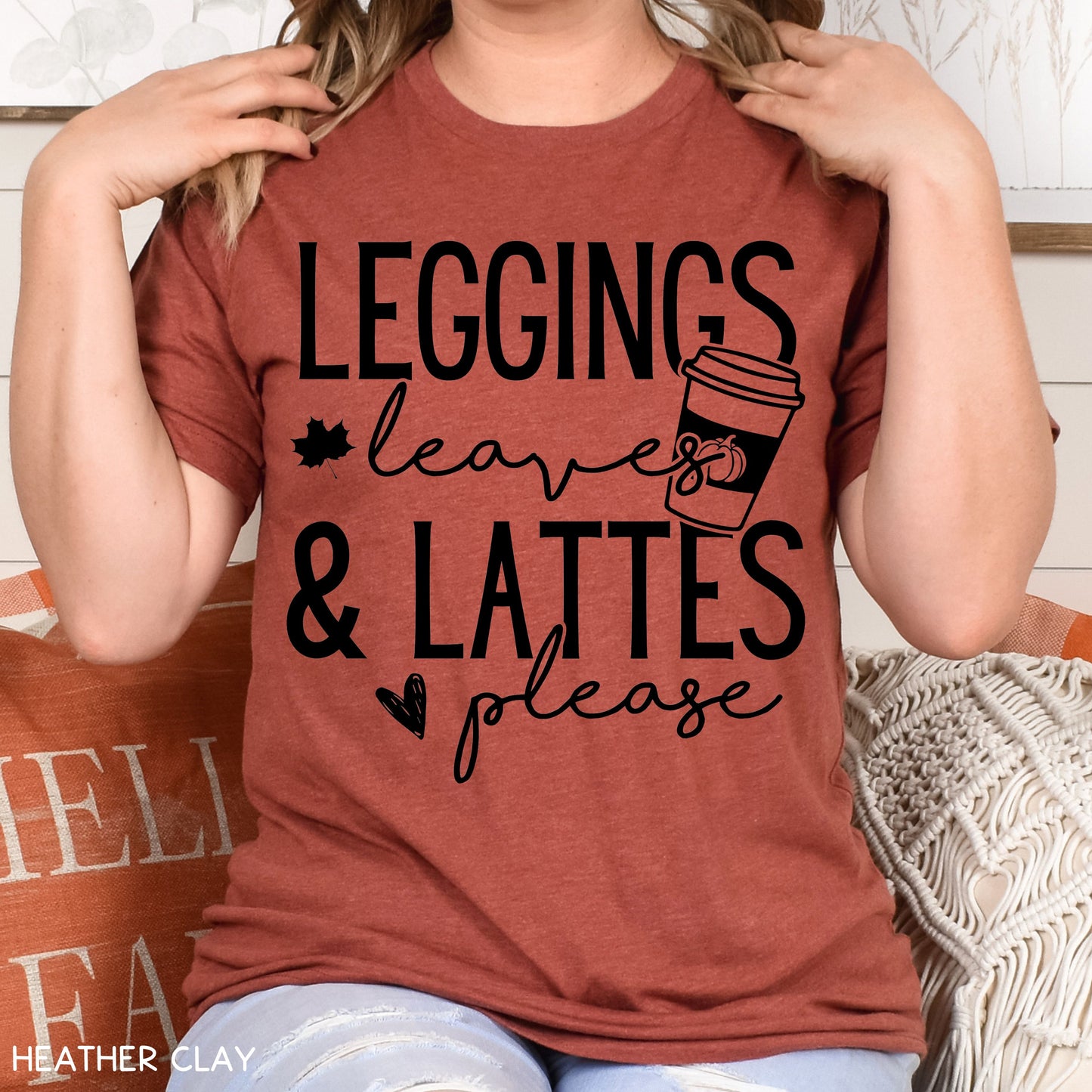 Fall - Leggings Leaves Lattes - Unisex Adult Tee