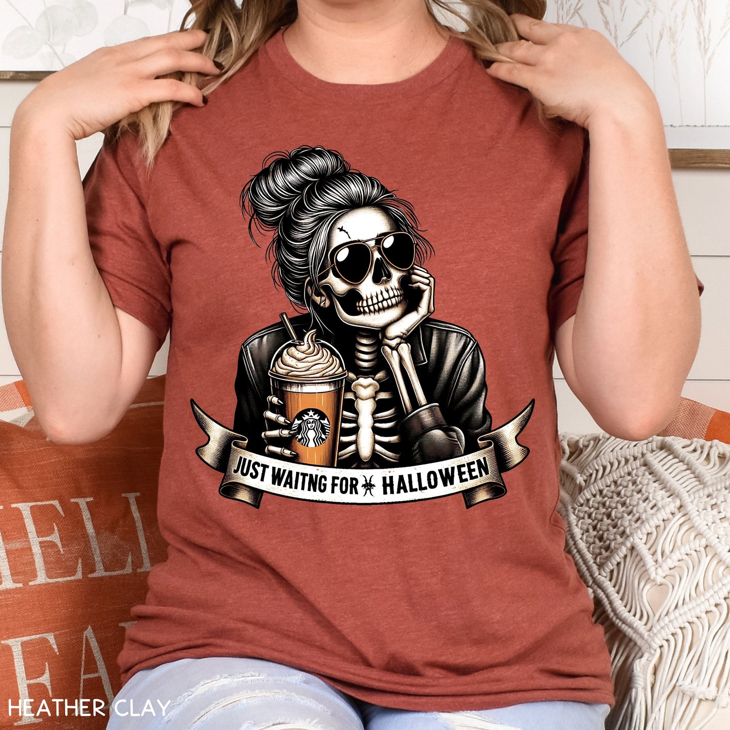 Fall - Just Waiting For Halloween Mom Bun - Unisex Adult Tee