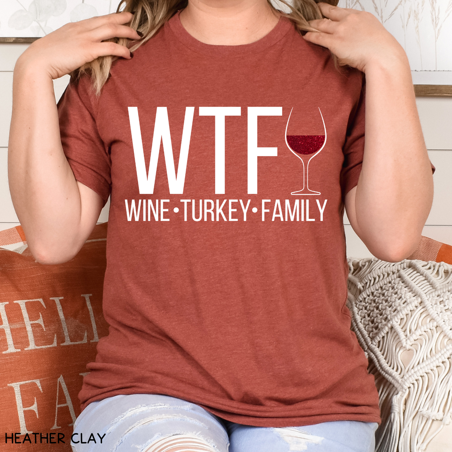 Thanksgiving - Unisex Adult Tee - WTF Wine Turkey Family